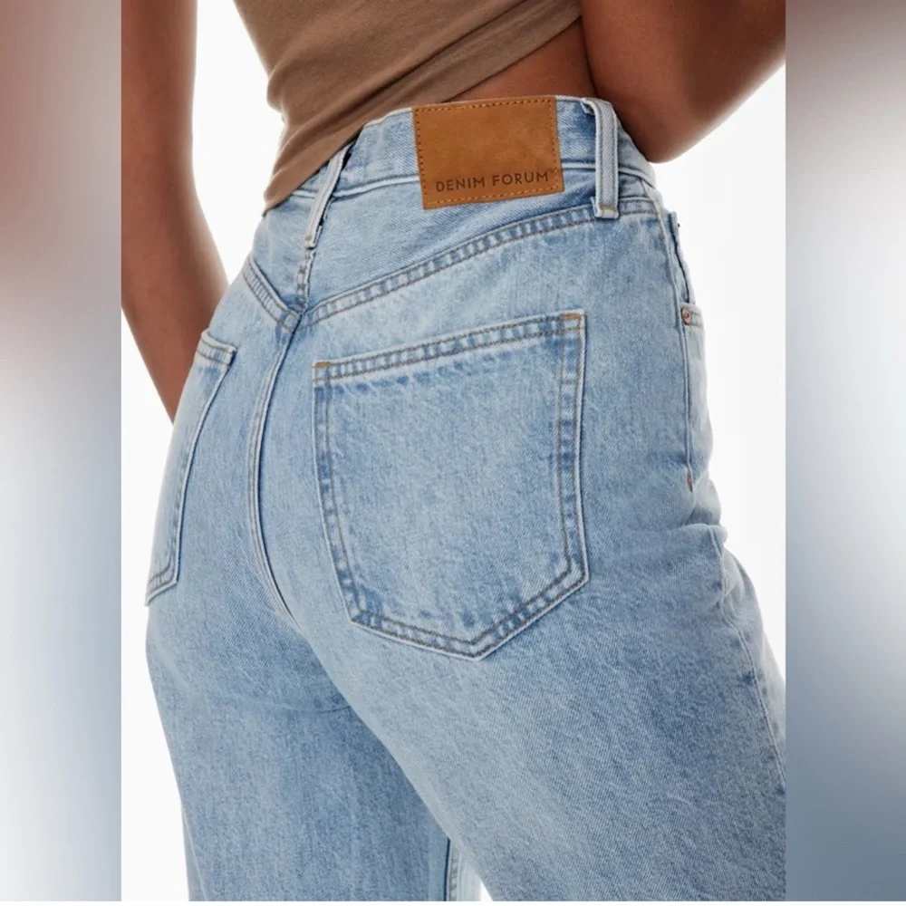 Denim Forum Light Blue High-Rise Wide Leg Jeans - Picture 3 of 12